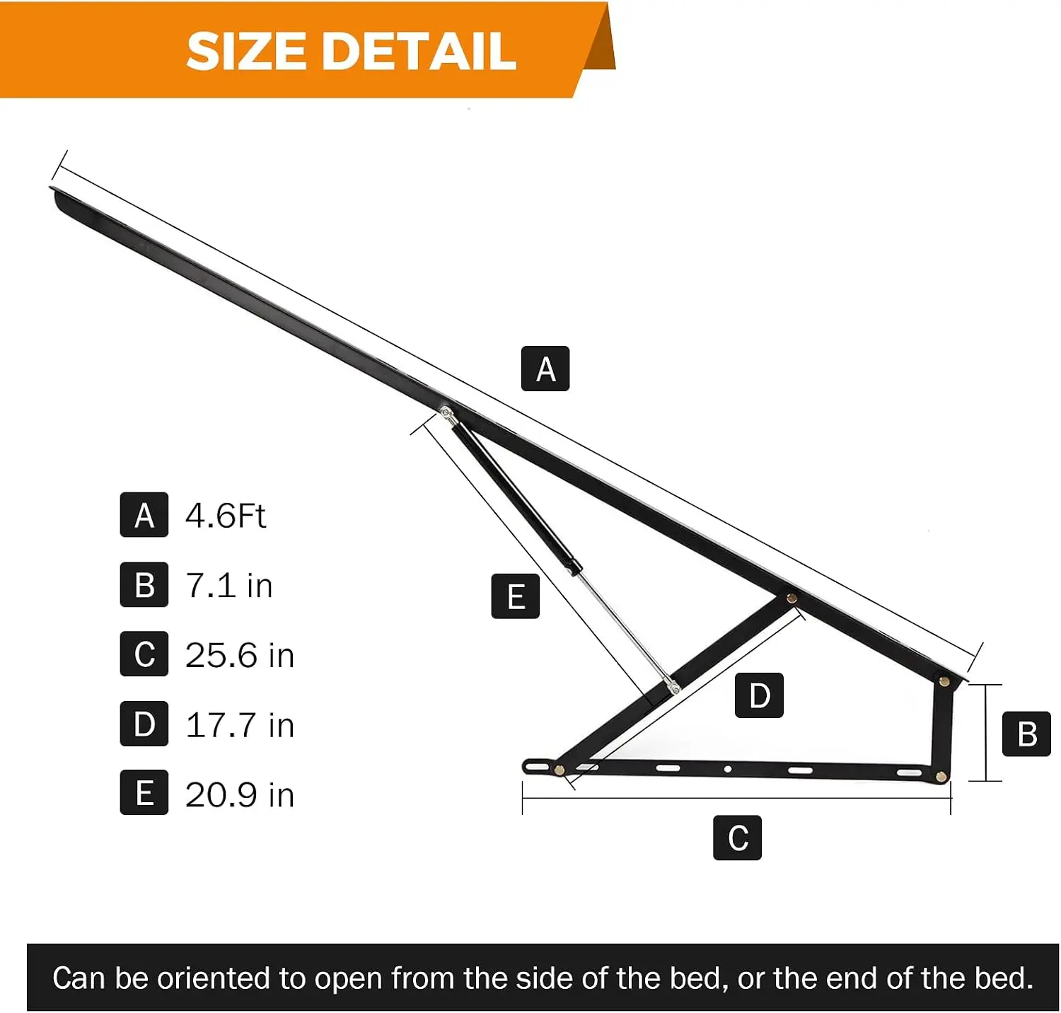 4.6 FT Bed Lift Mechanism, 176-264 lbs Load Capacity | Hydraulic Bed Lifting Set, Gas Spring, Heavy Duty for Storage Box Bed