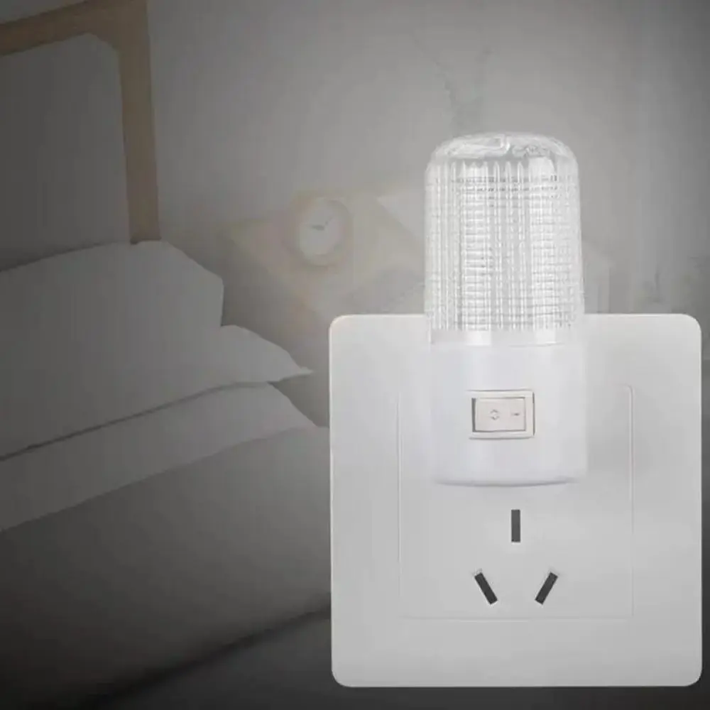 3W Plug-in Night Light with Switch White LED Cylindrical Night Light Soft Glow Energy-saving Bedside Lamp