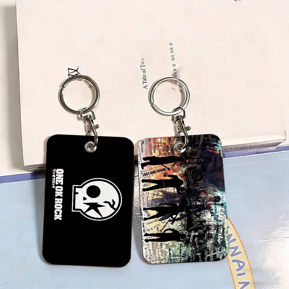 ONE OK ROCK Logo Style PU Access Card Holder With Keychain - Executive Protection For Bank Card,Subway, Bus Card Case