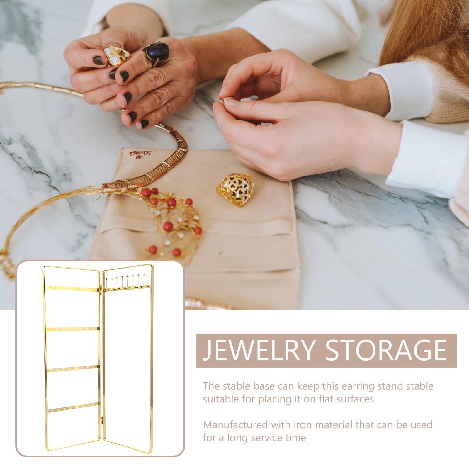 

Sturdy Iron Earring Stand Organizer For Home Jewelry Display Storage Rack Desktop Necklace Holder Stable Base Earrings Studs