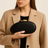 Designer Shell Shape Clutch Bag with Metallic Closure Chain Dinner Purse Women Evening Party Leather Shoulder Crossbody Handbags - Image 3