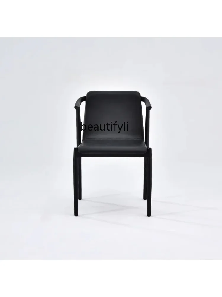

xzItalian-Style Light Luxury Microfiber Leather Dining Chair Mid-Ancient Style Solid Wood Leisure Living Room Negotiation Chair