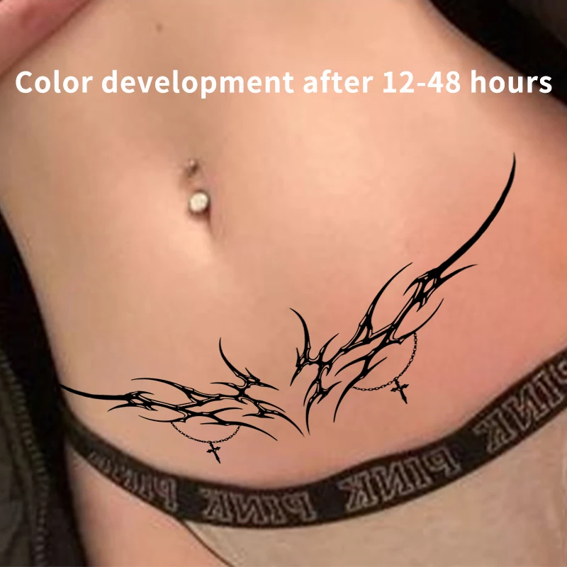Fake Tatto Cross Charm Demon Herbal Juice Tattoo Stickers Temporary Tattoos Punk Hip Hop Tattoo Sticker Semi Permanent Art Cheap