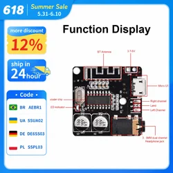 VHM-314 Wireless Stereo Music Module Audio Aux Bluetooth-Compatible 4.1/5.0 MP3 Decoding Player Board Type-C Micro USB 5V Power