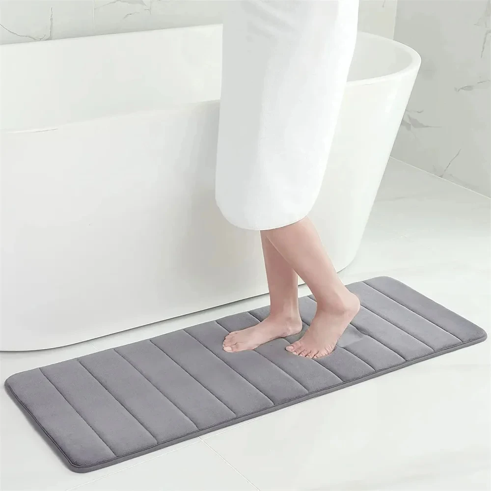 

Homaxy Memory Foam Bath Mat Super Absorbent Bathroom Rug Shower Carpet Soft Coral Velvet Floor Rug Home Decoration Non-Slip Mats