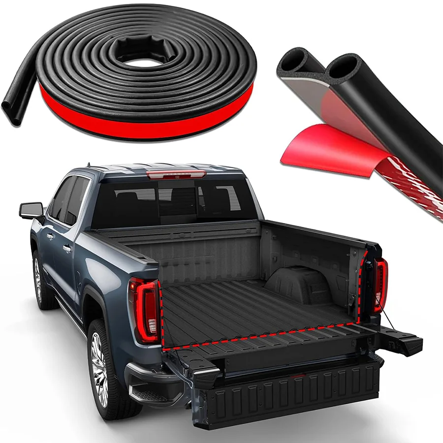 Double Bulb Truck Tailgate Seal Strip 24.61Ft EPDM Rubber Weather Stripping for Tonneau Cover Camper Shell Pickup RV Boat