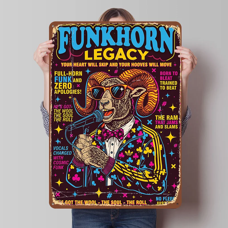 Funkhorn Legacy Ram Music Tinplate Poster Custom Wall Art Vintage Metal Signs Retro Tin Plaque for Home Decor Accessories Items