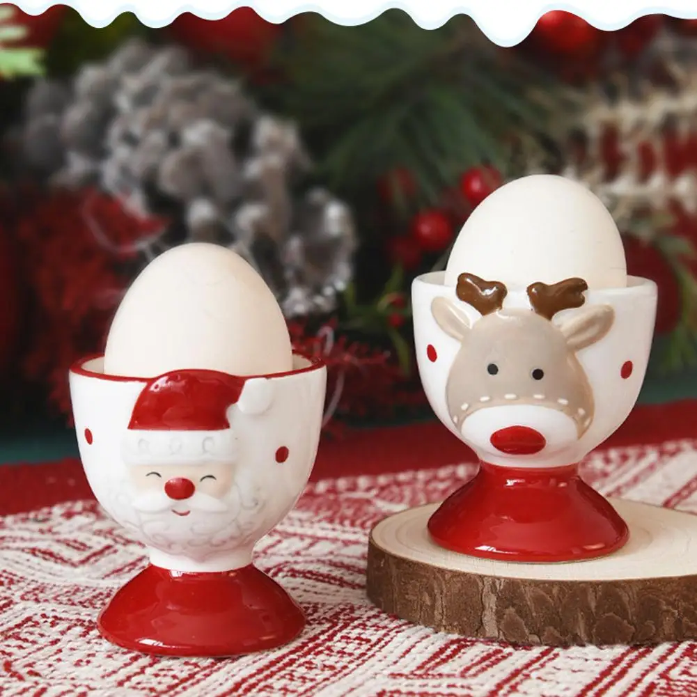 Ceramic Egg Tray Santa Claus Ceramic Egg Cup Creative Egg Tray Small Wine Glass Cute Egg Tool Kitchen Accessories image 3