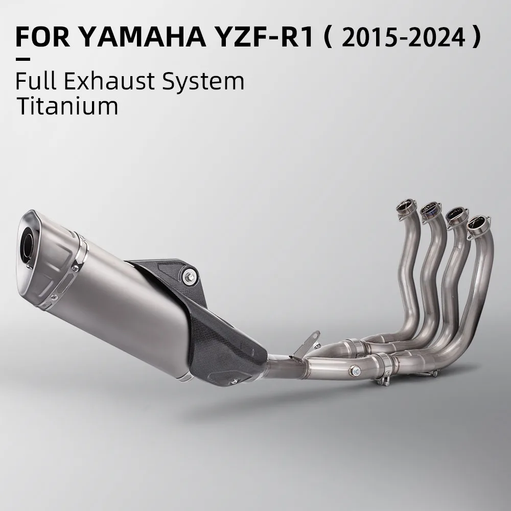 Titanium Alloy for Yamaha YZF-R1 YZF-R1M 2015-2023 Motorcycle Exhaust Full System Manifold Header Collector Muffler Carbon Cover