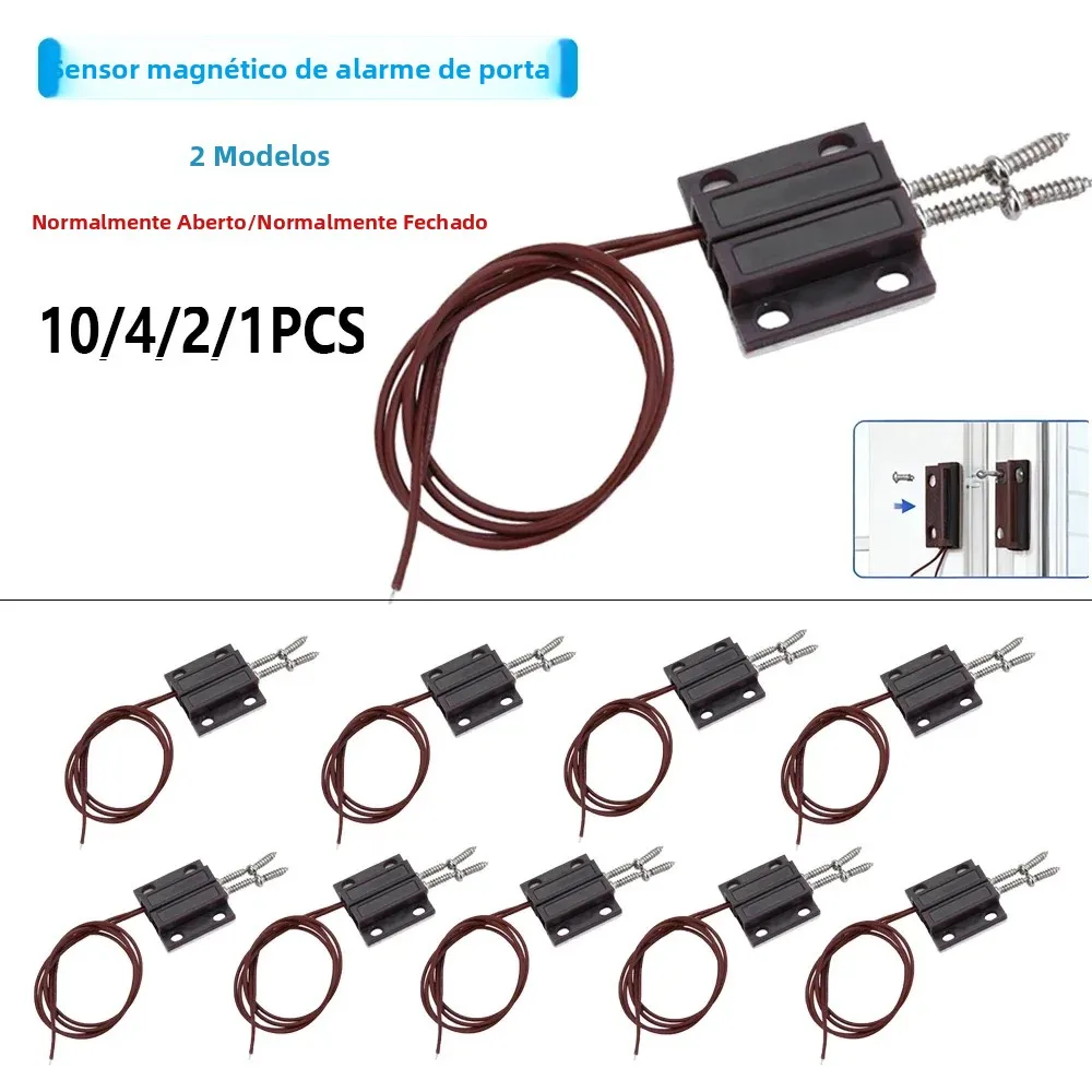 1-10 PEÇAS MC-38 Sensor Magnético com Fio para Portas e Janelas, Detector de Sistema de Alarme Residencial, Interruptor Reed