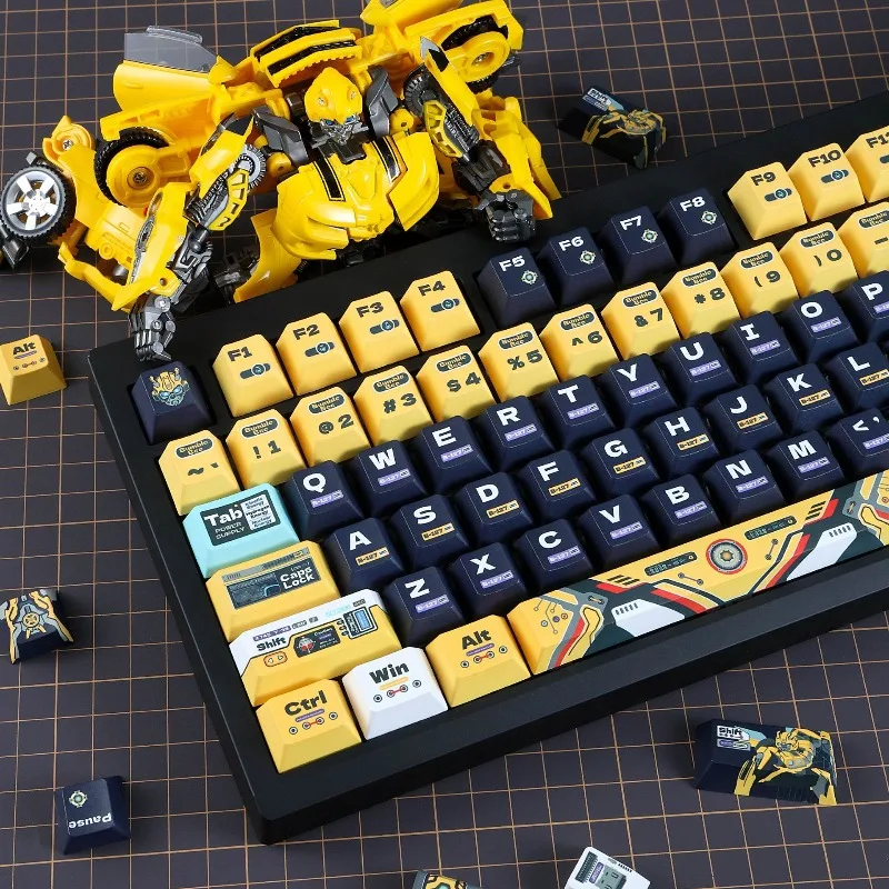 Yellow Bee Robot Theme Custom Keycaps Mechanical Keyboard Cherry PBT Art Keycaps PC Gaming Keyboard Accessories Gift Collection