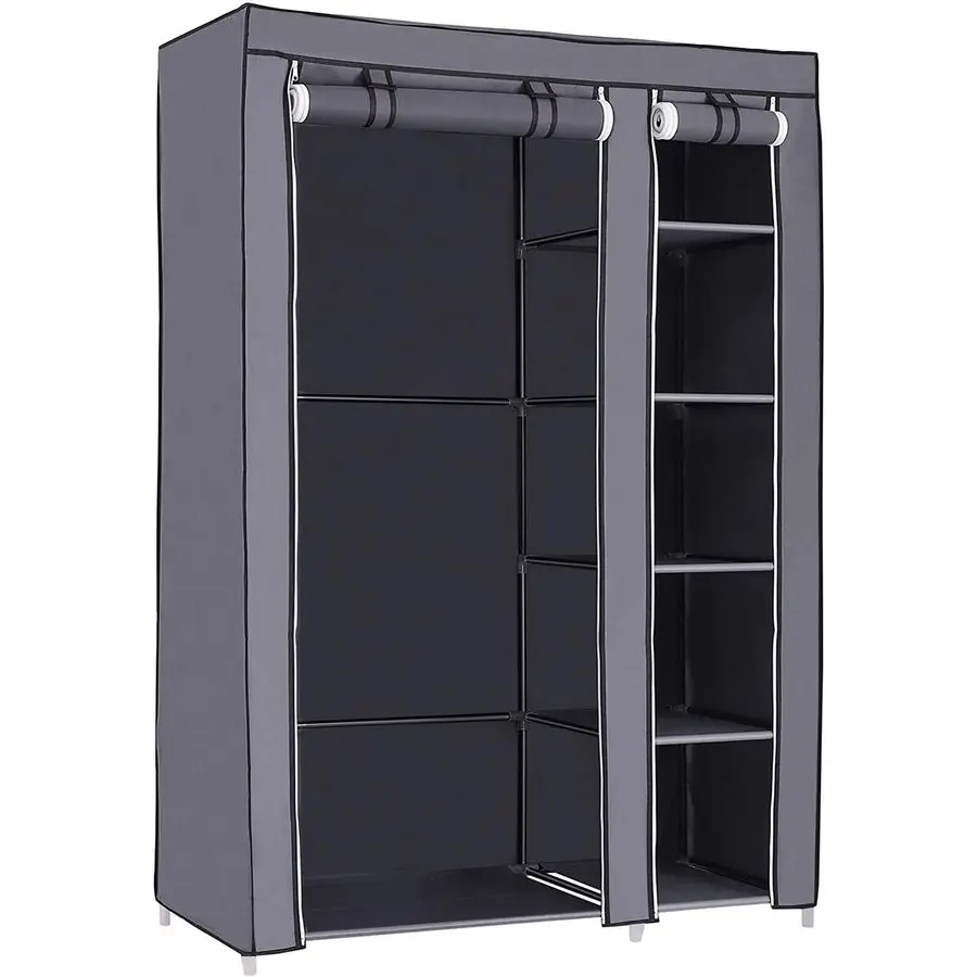 

43 Inch Portable Clothes Closet Wardrobe with NonWoven Fabric and Hanging Rod Quick and Easy to Assemble Gray ULSF007G