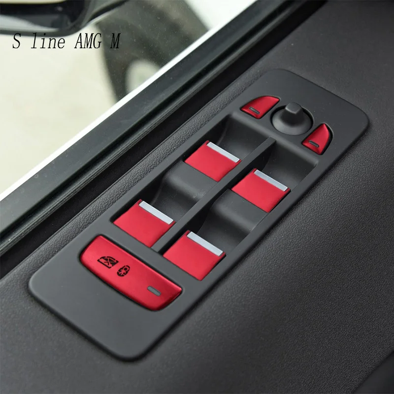 Car Door Window Glass Lift Button Knob Cover Stickers Trim For Land Rover Discovery 5 For Range Rover Sport Vogue Velar Evoque