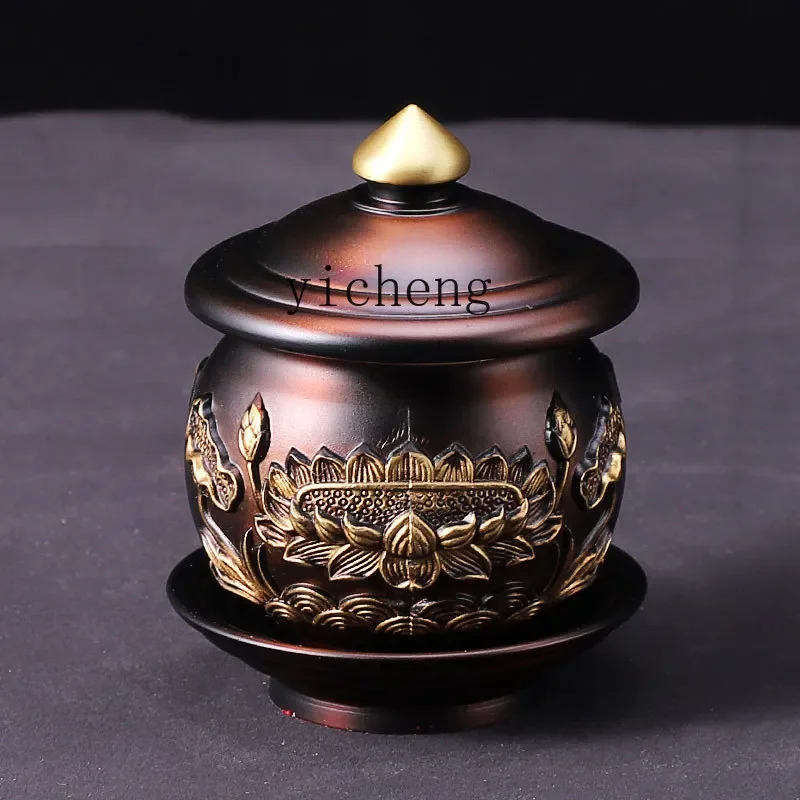 

pure copper Buddhist utensils set Buddha supplies household full set Buddha supply water supply cup incense burner ornament
