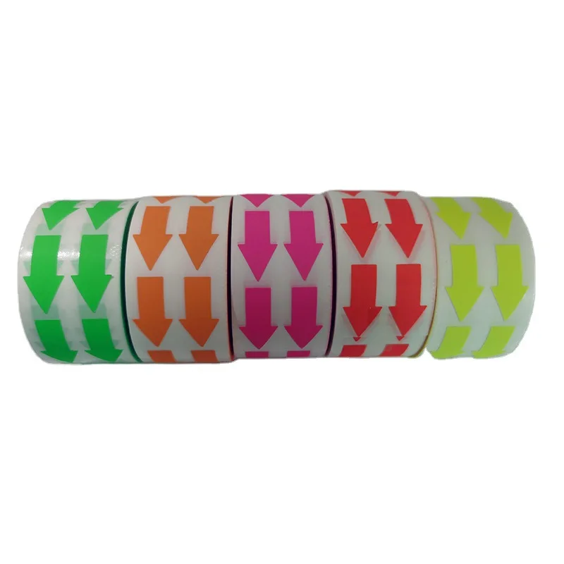 1000pcs/roll Fluorescent Arrow Sticker Paper Bright Color Labels Self-adhesive Arrow Seal Warning Sticker Label 1.5x3cm