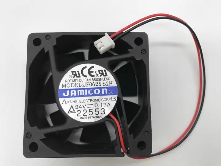 Free shipping original JAMICON JF0625S2H 24V 0.17A 6CM 6025 2-wire cooling fan