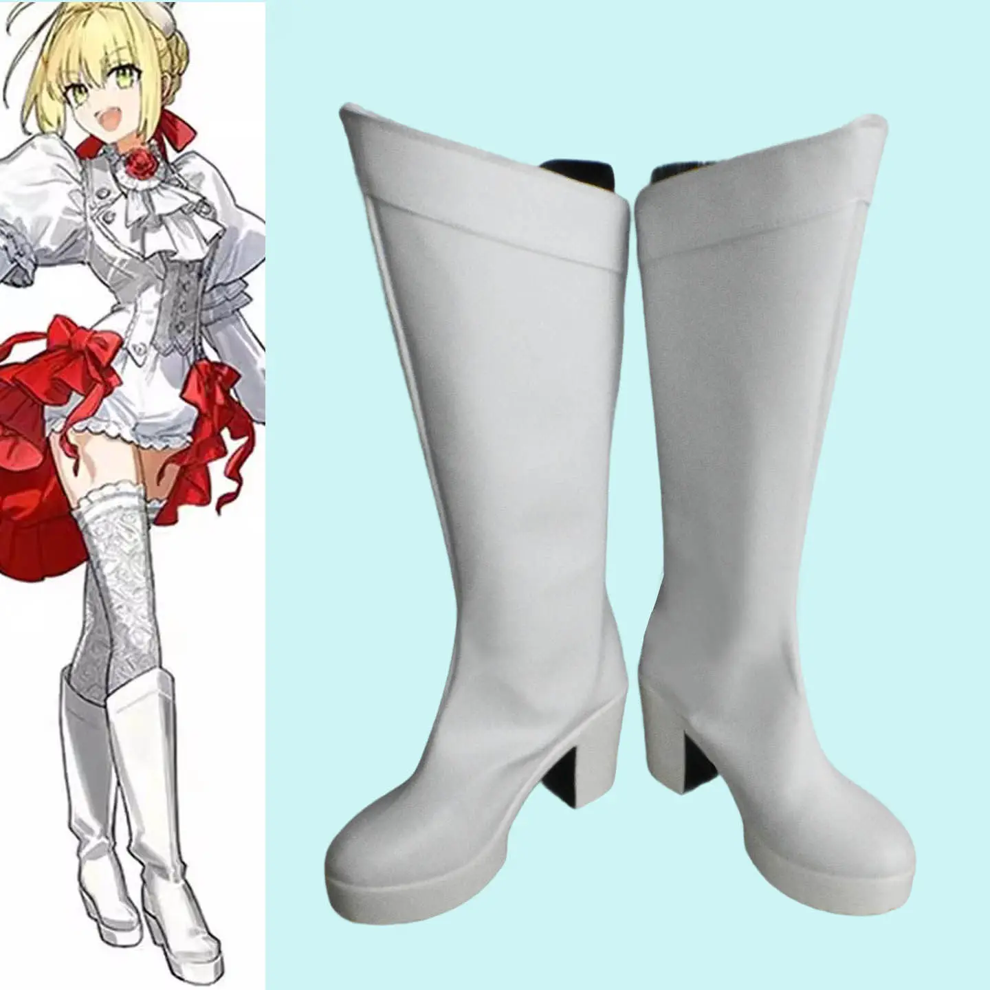 

Обувь для косплея FGO Nero, свадебные карнавальные белые ботинки на высоком каблуке, обувь для карнавала и вечеринок на Хэллоуин