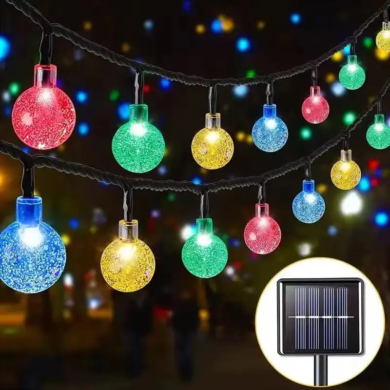 Waterproof Solar Bubble Ball Light String Lights Outdoor Crystal globe String Light Garden Party Christmas Decoration