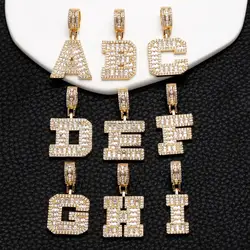 Clearance White Crystal Big 26 Letters Pendant for Necklaces Copper Gold Plated Initial A -Z Jewelry Making Component pdtb752