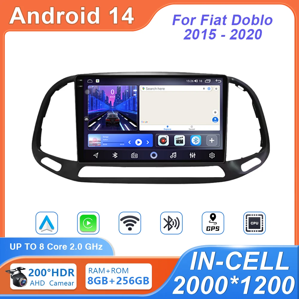 

Автомобильный радиоприемник Android 14 для Fiat Doblo 2015-2020 GPS-навигация Авто Стерео Wi-Fi Bluetooth Мультимедийный плеер Головка BT без 2din DVD