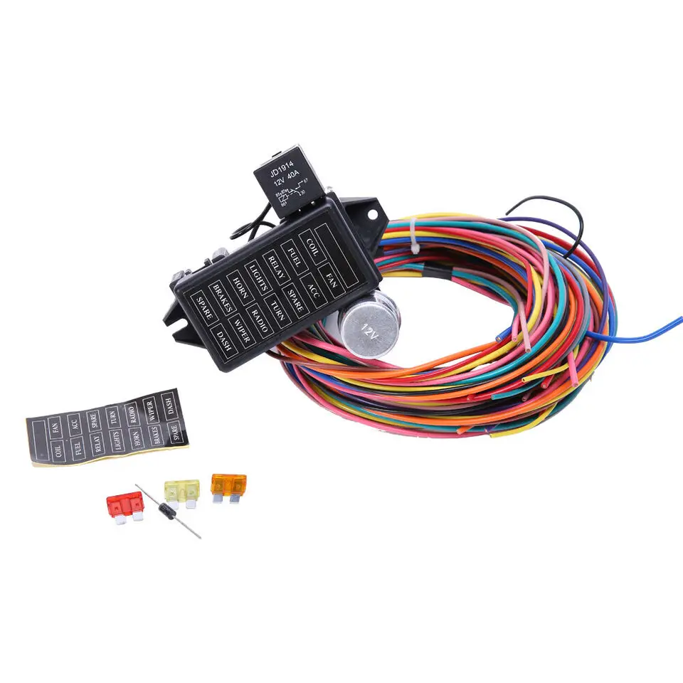 6/12/14 Way 12V Auto Car Power Distribution Blade Fuse Holder Box Block Panel Wiring Harness Car Wires Fuse Box Assembly