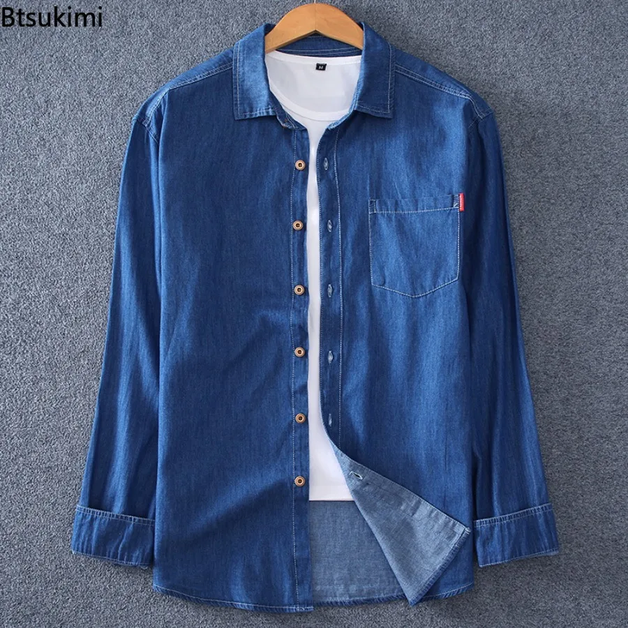 100% Cotton Long Sleeved Denim Shirts for Men Spring Autumn Fashion Casual High Street Men Clothes Classic Jean Shirt Jacket 8XL