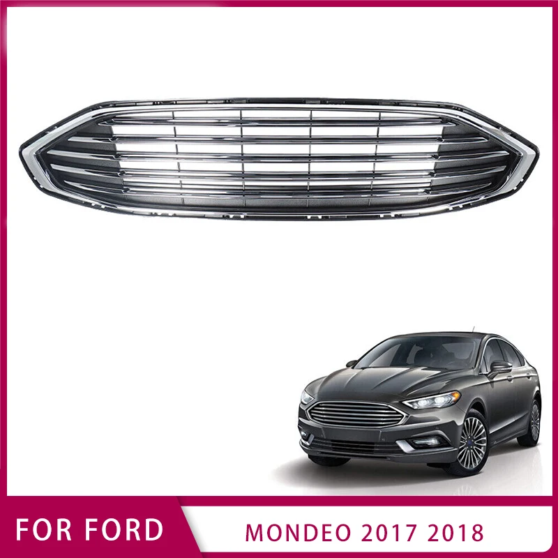 Front Upper Grille For 2017 2018 Ford Mondeo Fusion Chrome Grill Bumper Electroplating style