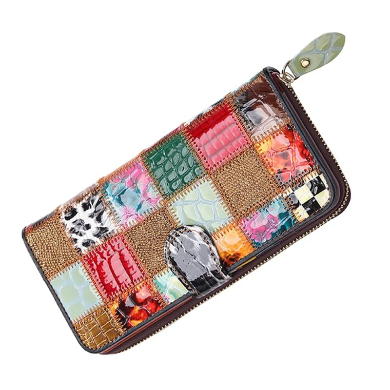 Colorful Women's Splice Casual Wallet Single Pull Buckle Patchwork Card Holder Bank Zipper Money Clip Zero Wallets ID Bag Purse