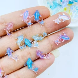 20pcs 3D Kawaii Resin Mixed Fish Nail Art Decorations Cartoon Ice Transparent Rhinestones Nail Charms Accessories Press on Nails