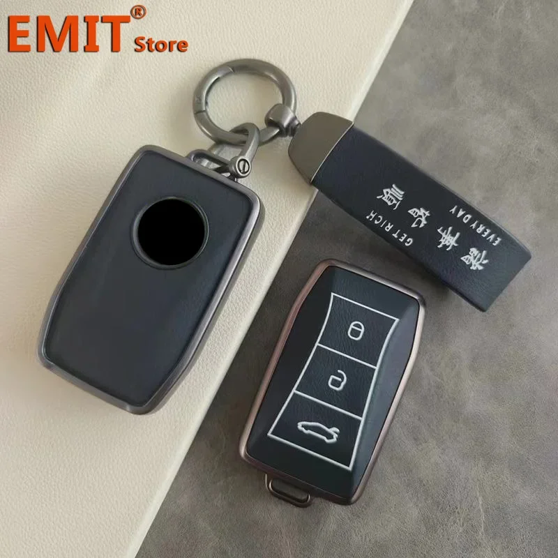 for Lotus Emira 3 Buttons Car Key Case Smart Keyless Remote Protection Cover Bag Shell Keychain Ring Holder Fob Auto Accessories