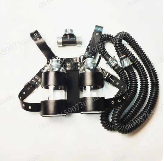 Latest Rubber Chemical Cat Gas Mask Negative Pressure Bottle Backpack, Double Bottle Breathing Pressurization