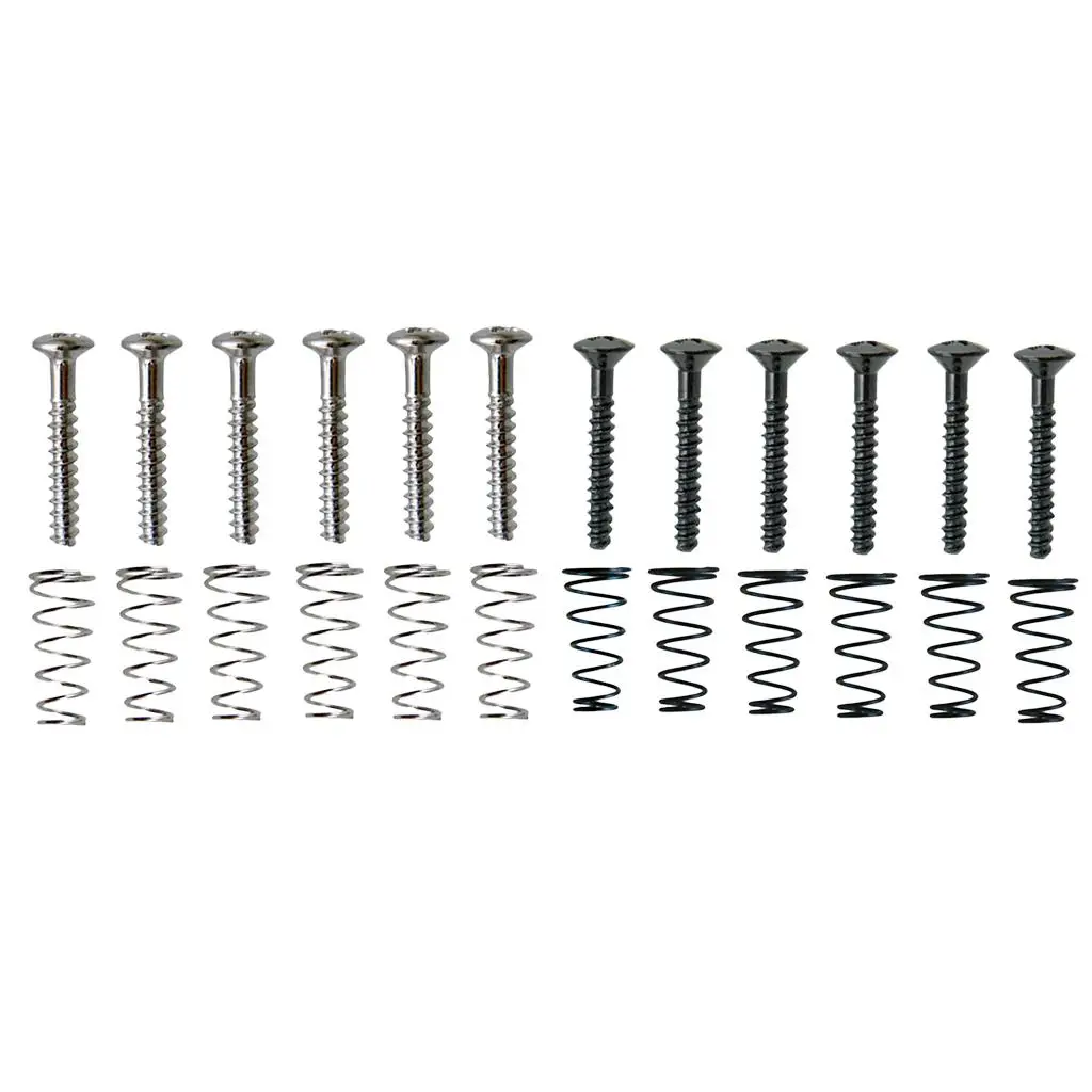 Tooyful 6 Pieces Iron SSS Single Coil Pickup Adjusting Height Screws with Springs Set for Electric Guitar Replacement Parts