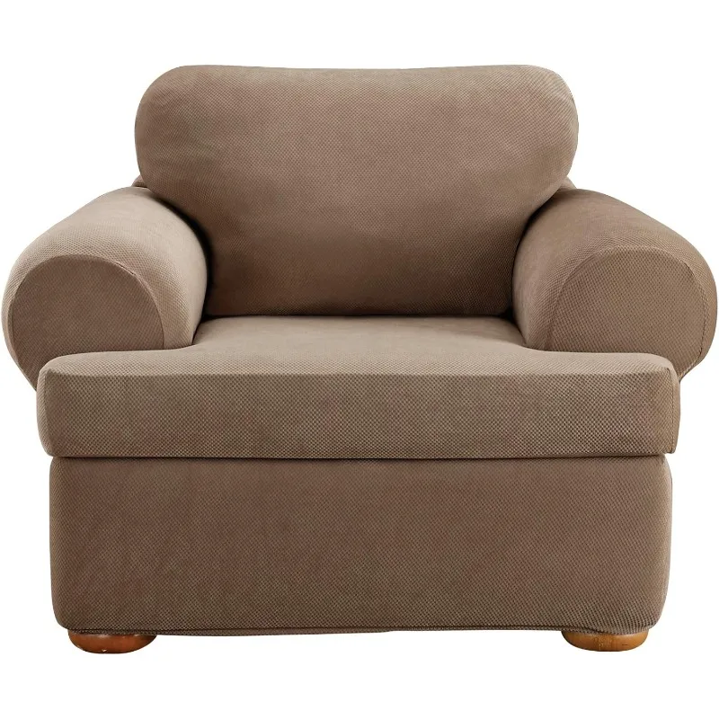 

Stretch Pique T-Cushion Chair Slipcovers, Three Piece Chair Cover, includes Slipcover with Back and Seat Cushion Cover