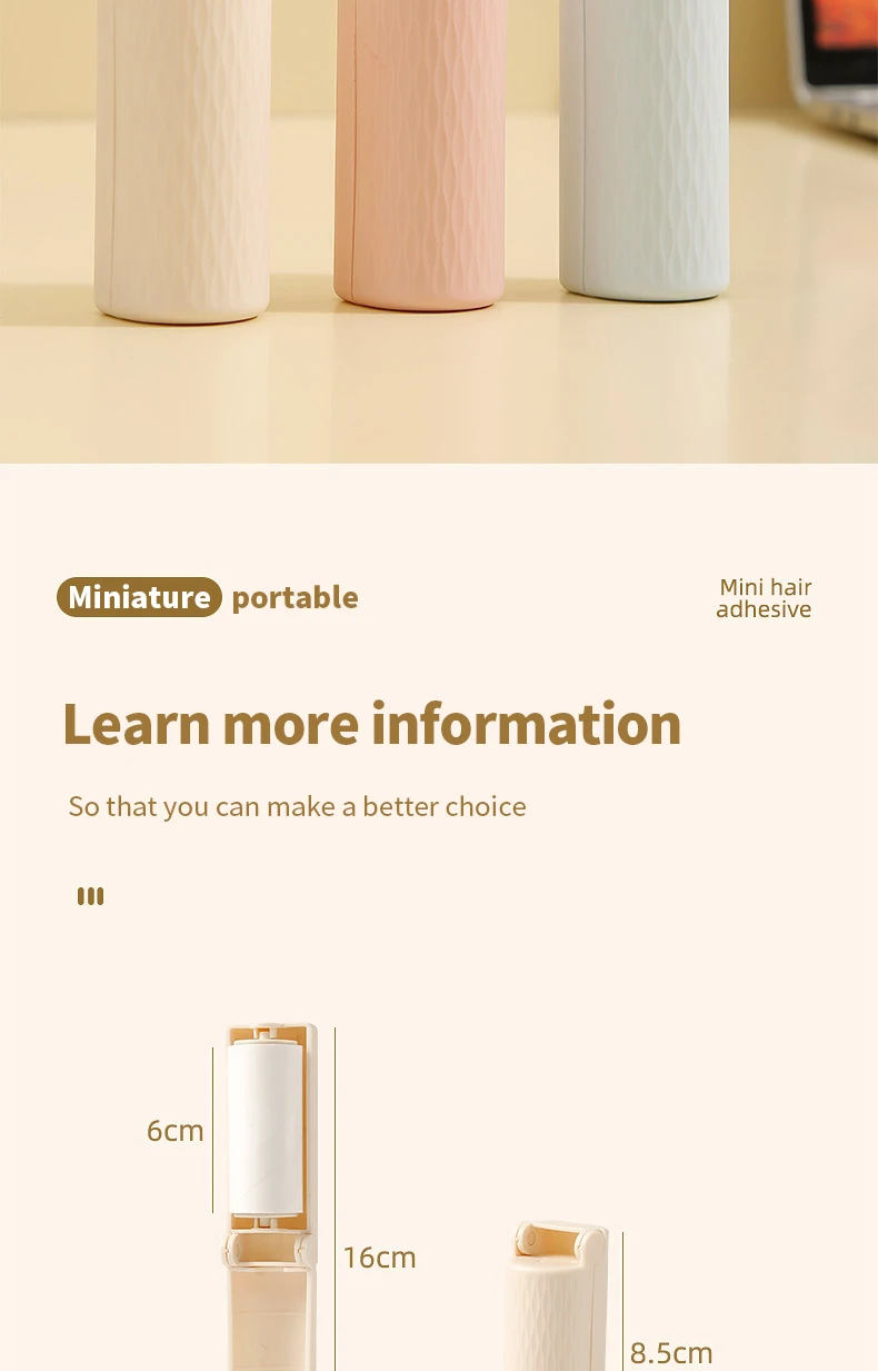 Mini Faltbare Fusselrolle Tragbarer Klebriger Tierhaar-Entferner Abreißbares Klebepapier Staub- und Fluschenreiniger für Kleidung Sofa Reisegebrauch – Detail 15
