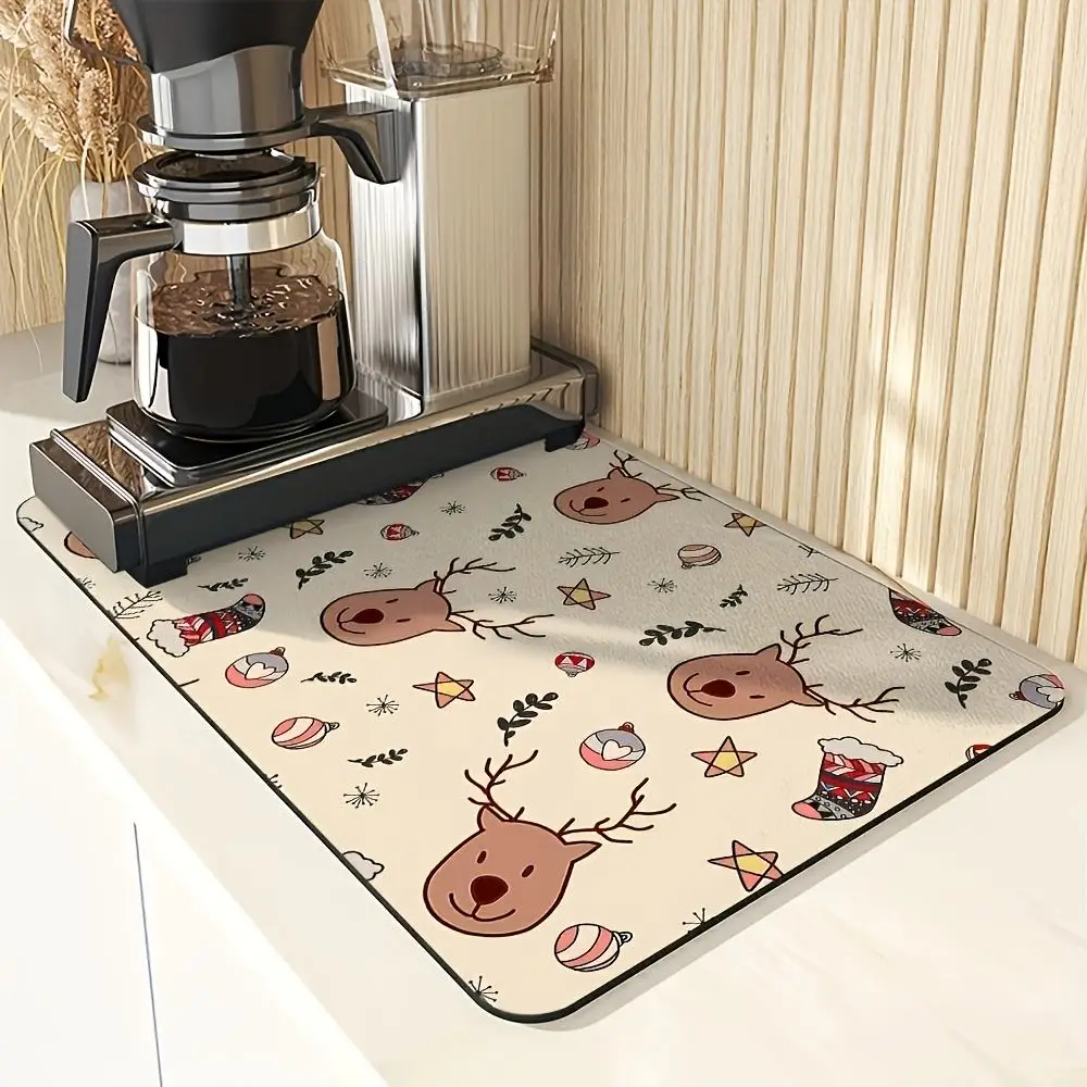 Dish Drying Mat Funny Fast Food Hamburger Fries Printed Cushion Super Absorbent BBQ Party Kitchen