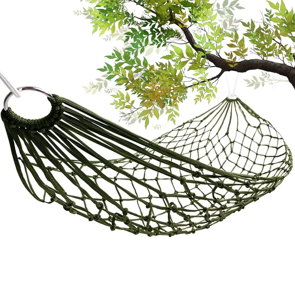 

Outdoor Rope Hammock, 90x31.5mm Nylon Mesh Hammock, Maximum Load Capacity 100 Kg (220 Lbs)