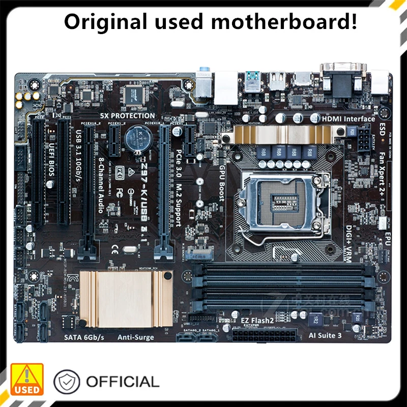 

For Z97-K/USB3.1 Desktop Motherboard Z97 LGA 1150 For Core i7 i5 i3 DDR3 SATA3 USB3.0 Original Used Mainboard