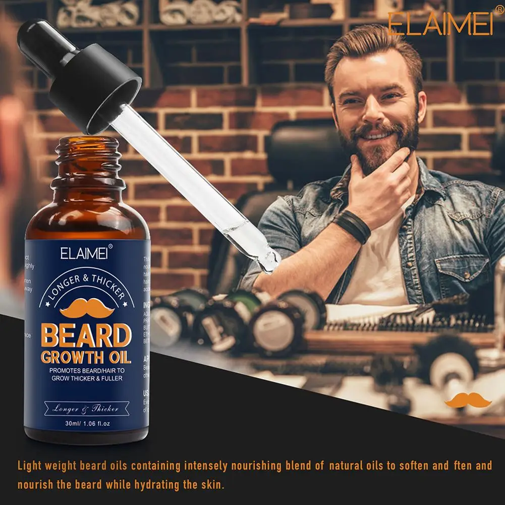 Olio da barba per uomo olio per la crescita della barba balsamo baffi crescita più spessa ammorbidente più pieno barba più veloce O L5W6