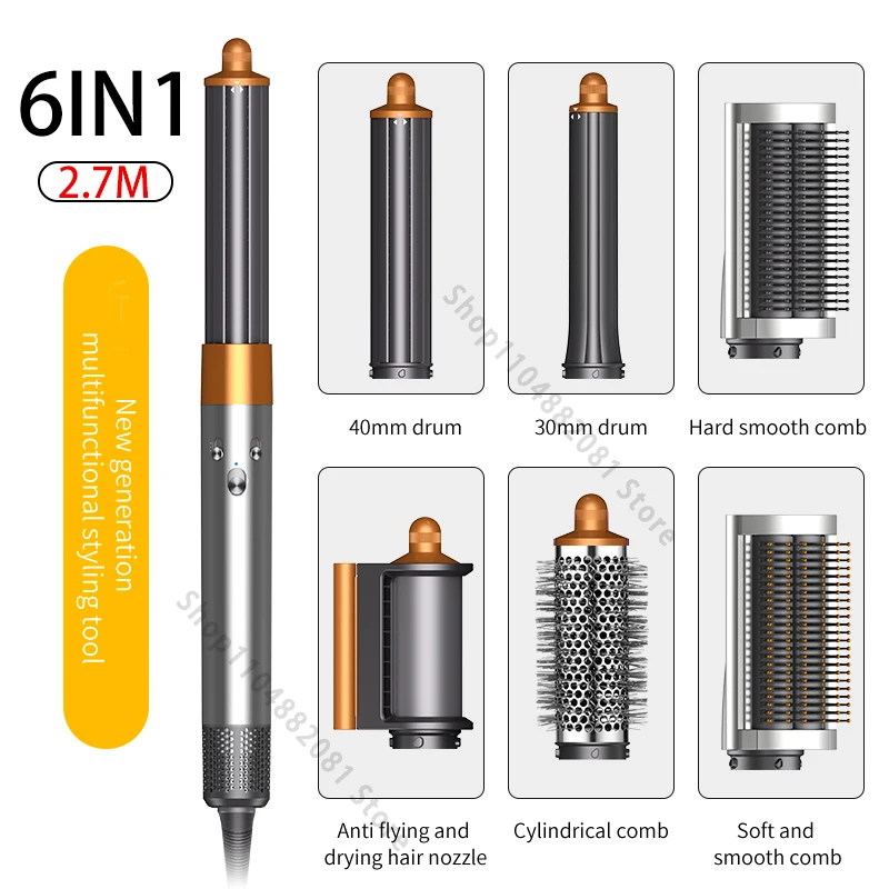 6IN1 Föhn Borstel Wrap 30/40mm Thermische Curling Rechttrekken 1300W Hot/Koude Lucht Auto haar Styling Elektrische Haardroger Borstel