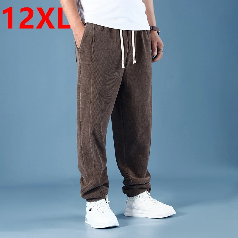 12XL 11XL Corduroy pants men big size Pants autumn loose sportsleisure striped plush long tidal 9XL160kg 10XL joggers