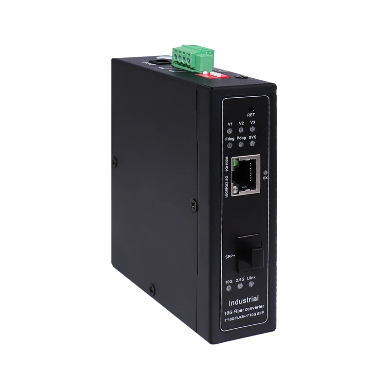 JT-COM 10 Gigabit L2-Managed industrieller Transceiver mit 1 * sfp + und 1*10g rj45 Port Medien konverter. Unterstützt rstp