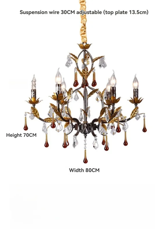 Franse Retro Amerikaanse Led Kristallen Kroonluchter Woondecoratie Woonkamer Slaapkamer Villa Eetkamer Hotel Studie Verlichting - afbeelding 1