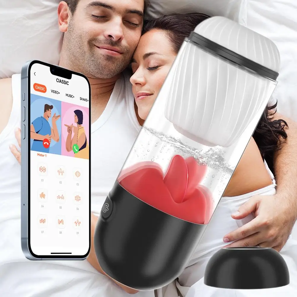 جديد APP التحكم التلقائي ذكر جهاز استمناء لعق اللسان الاستمناء مع 9 طرق قوية جيب كس الجنس لعب للرجال