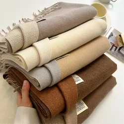 Autumn/Winter Luxury Solid Colors Scarf Warm Women Imitation Cashmere Tassel Shawl And Wrap Female Foulard Print Blanket