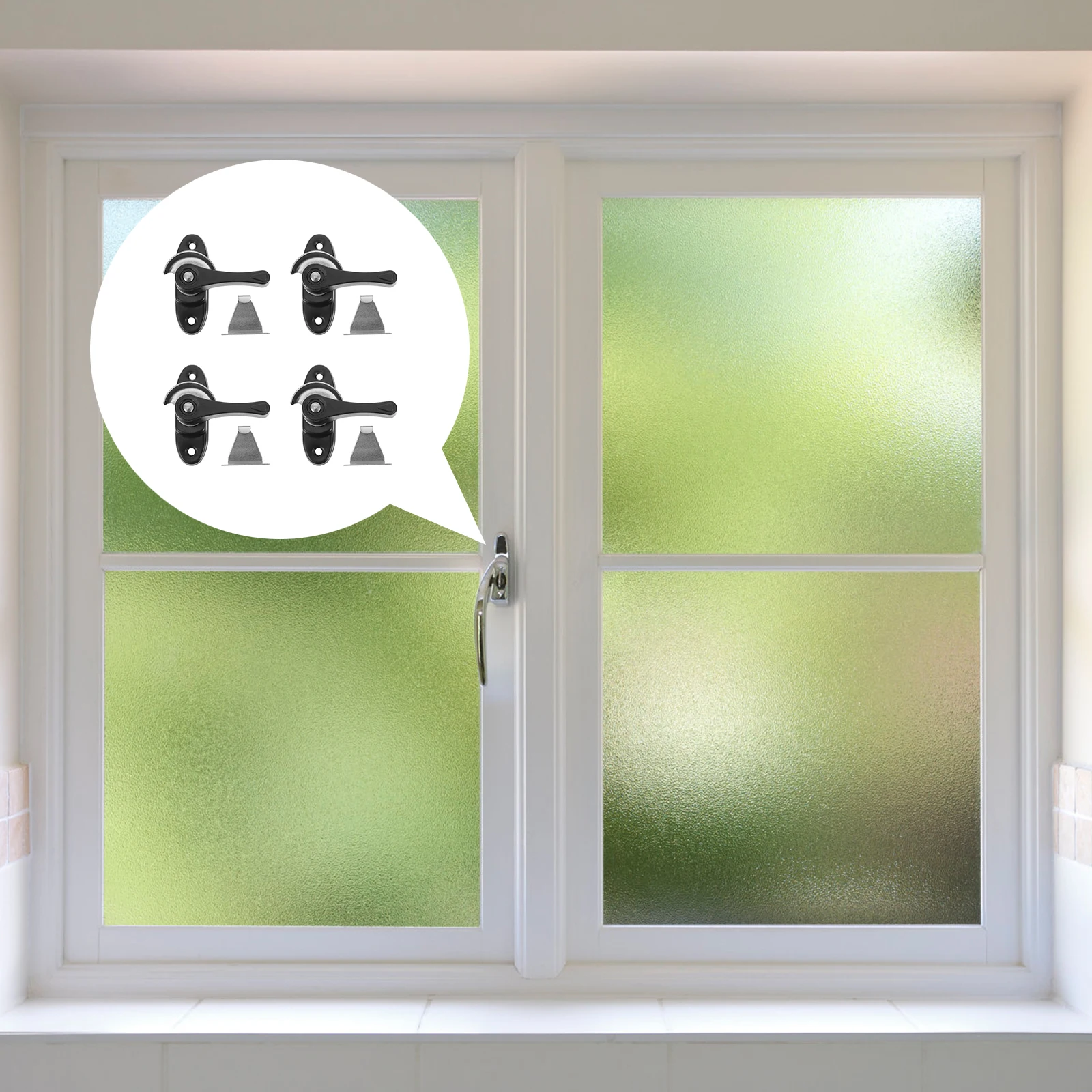 

4 set Window Door Hook Lock Sash Security Sliding Gate Latch Black Anti Theft Easy Install Glass Clamp Hardware