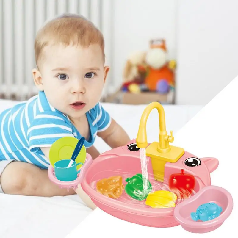 Simulado Kitchen Sink Toy Set para crianças, pia infantil, brinquedos educativos, Toddlers Wash Suit, fingir jogar