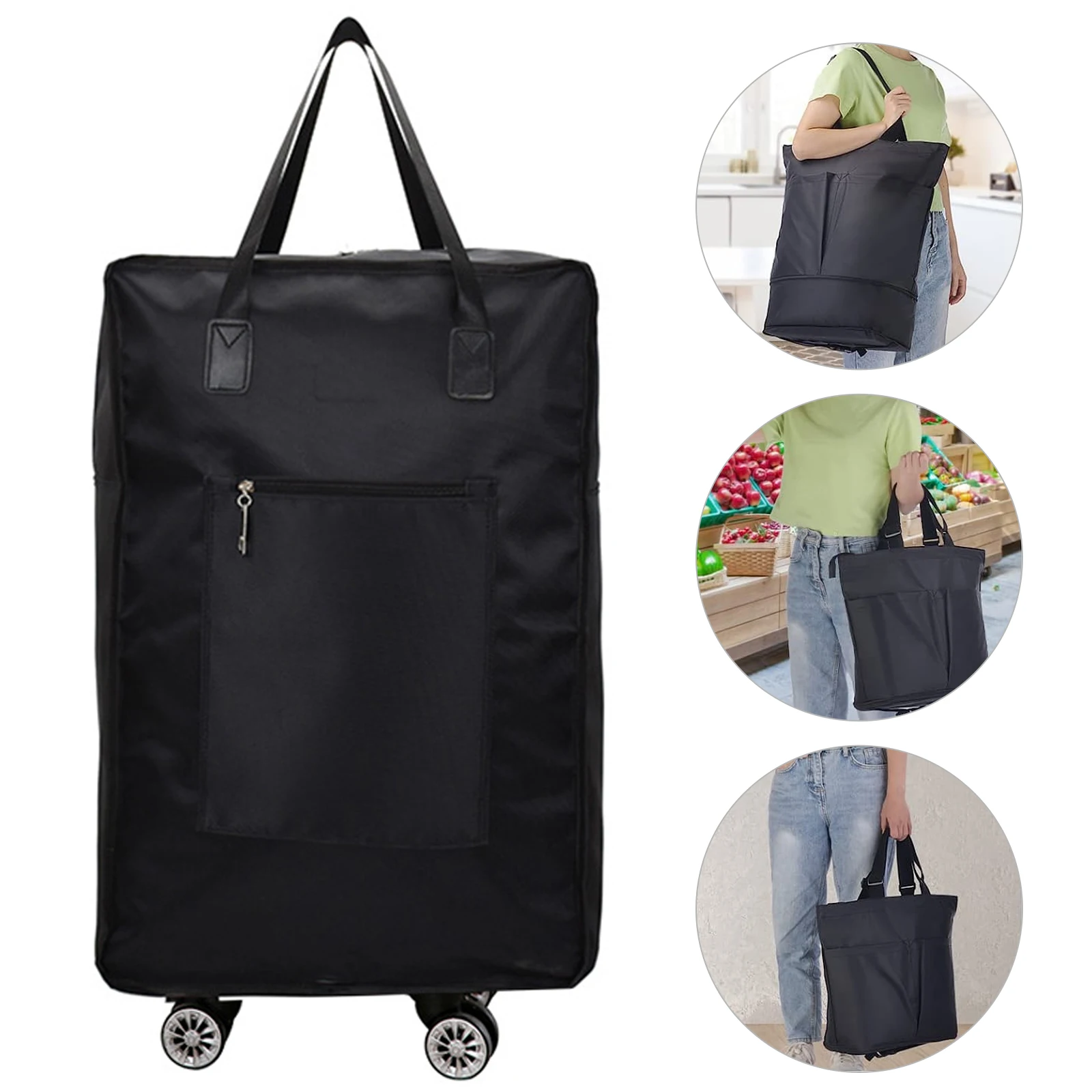 

Detachable Expandable Shopping Bag with 5 Wheels Foldable Trolley Cart for Shopping Travelling