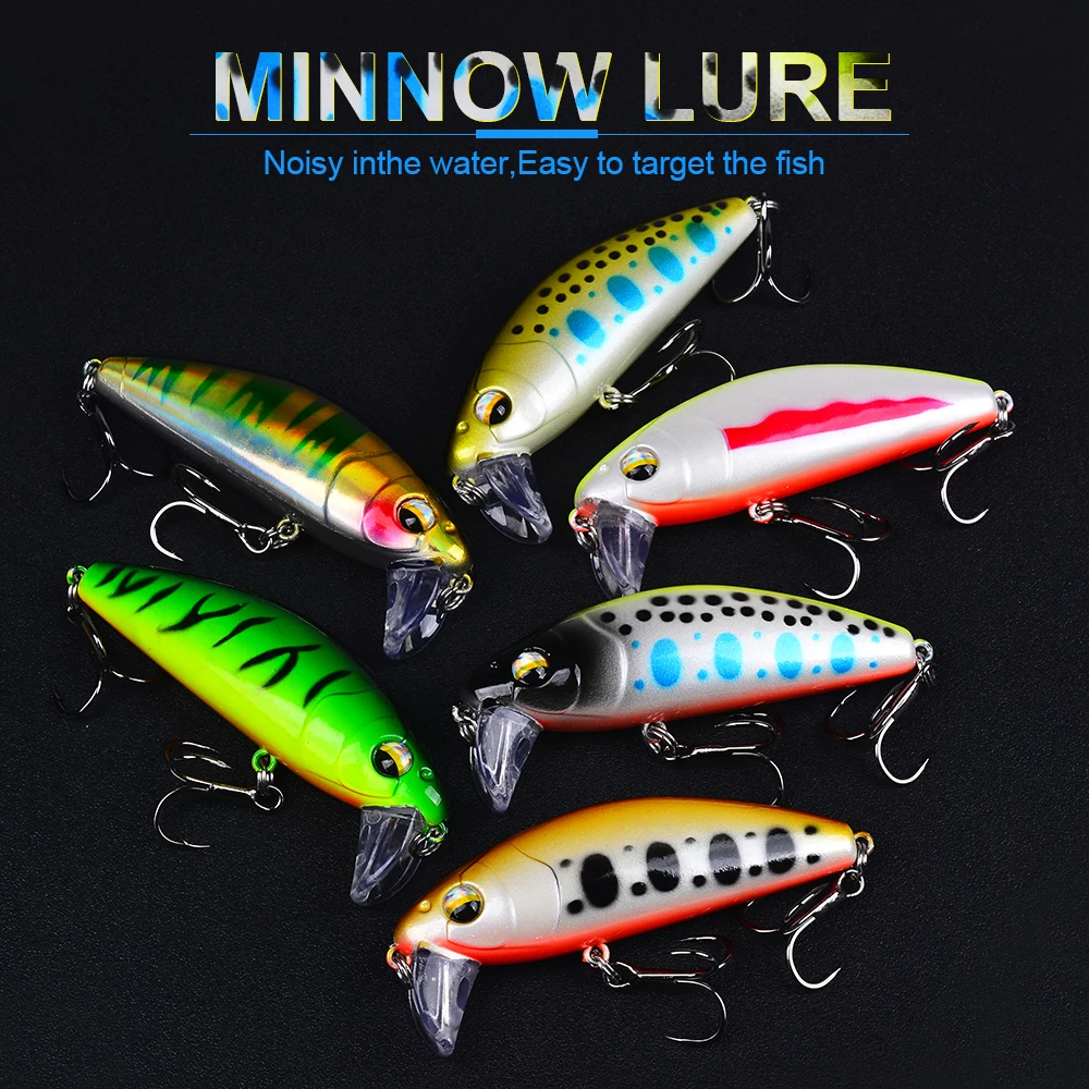 Proberos 1/6PCS Hard Fishing Lures Bait Minnow Lures  CrankBait Set Life-Like Swimbait Deep Diving Sinking Lures with Treble Hoo