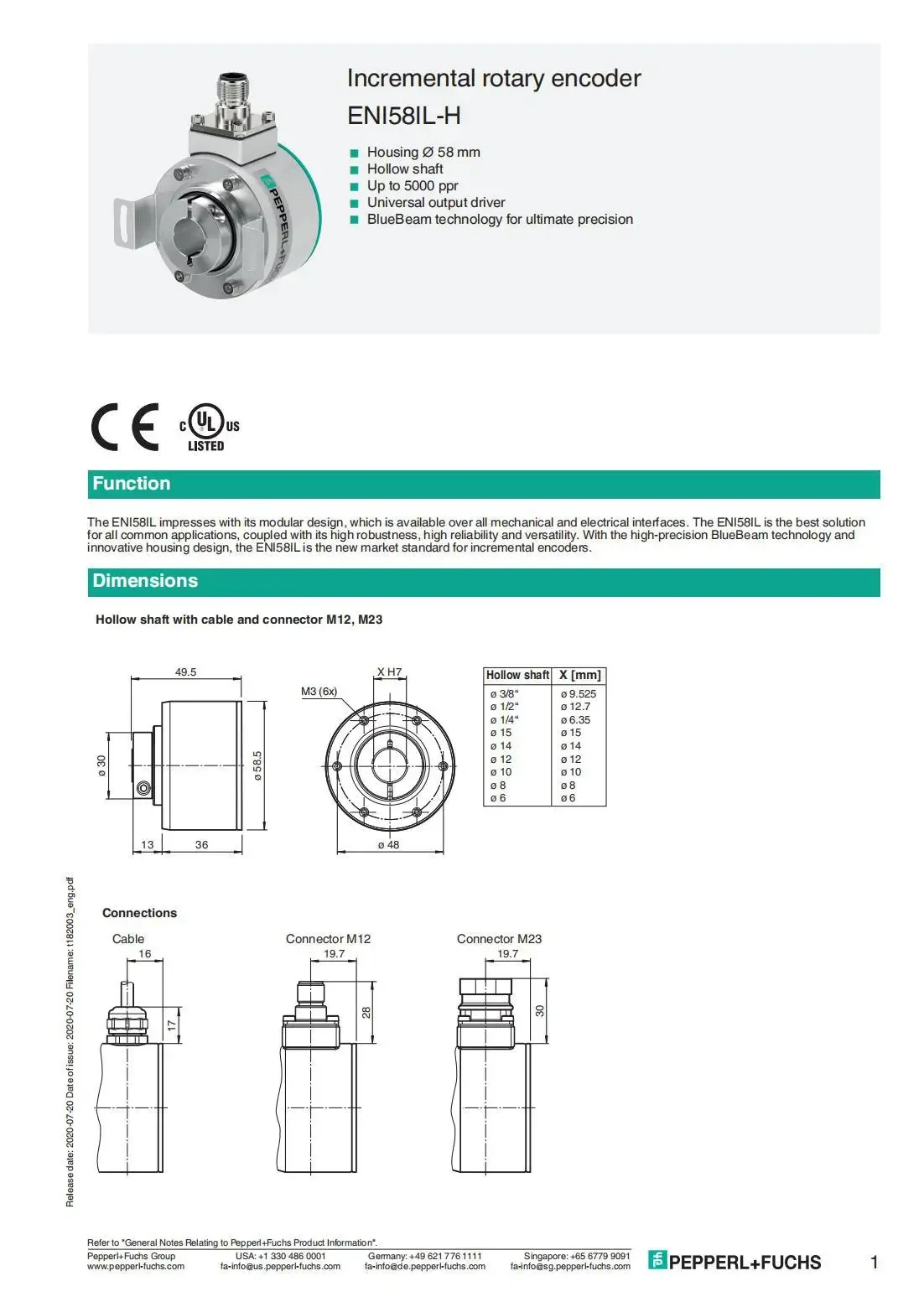 ENI58IL-H12BA5-2048UD1-RC1 Incremental Encoder Magnetic Type