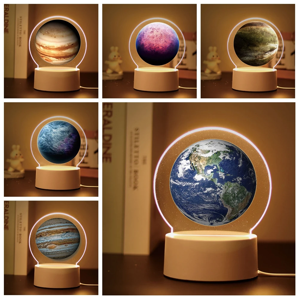 Beautiful planet 3d Illusion Night Lamp for Children\'s Room Decor the Boys Girls Birthday Gift